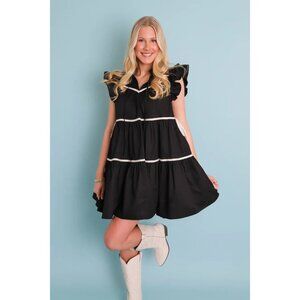 NEW Sofie The Label Meet me in paris black white tiered poplin dress size XS